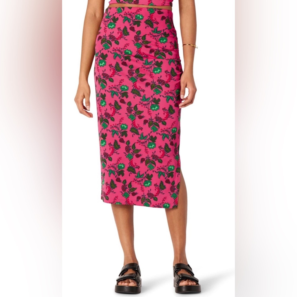 3/$8 Hot Pink Leafy Floral Skirt